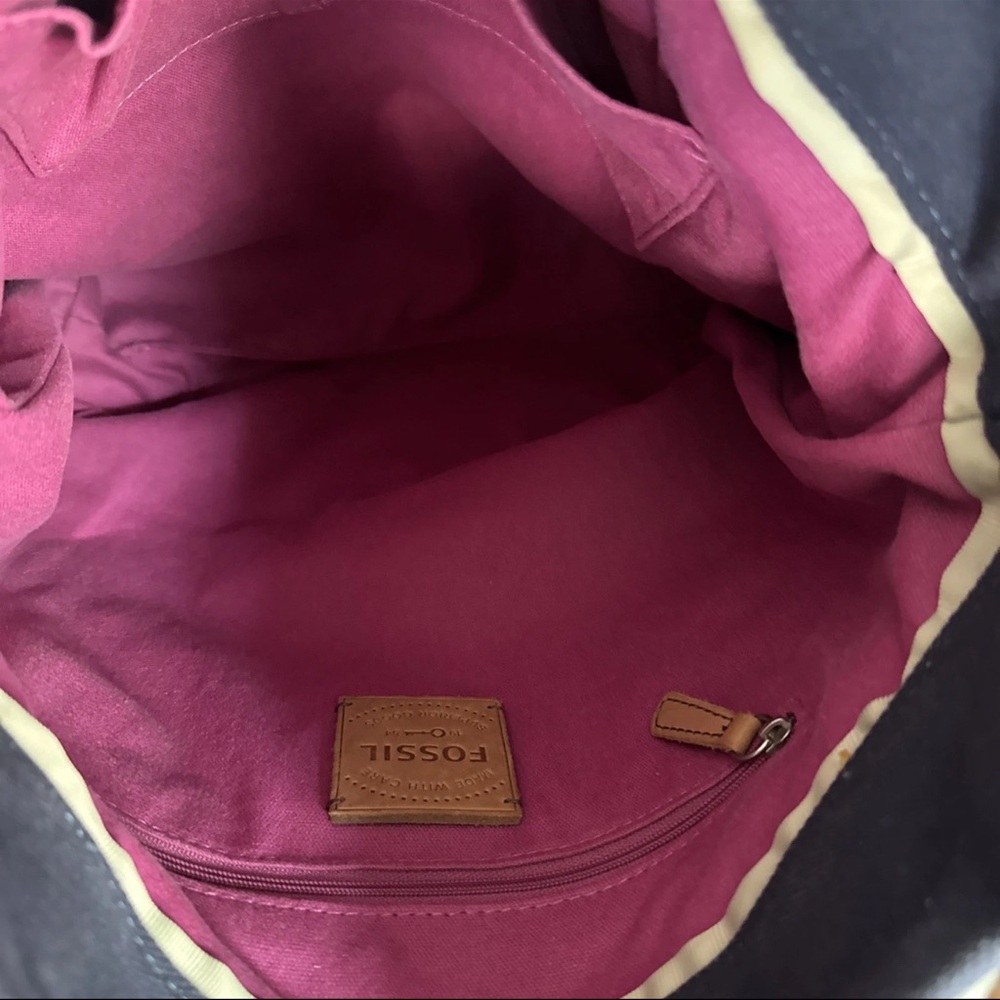 Vintage Fossil Jesse Tote Hobo Y2K Leather Straps Tassel With Key Multicolored - Picture 5 of 7